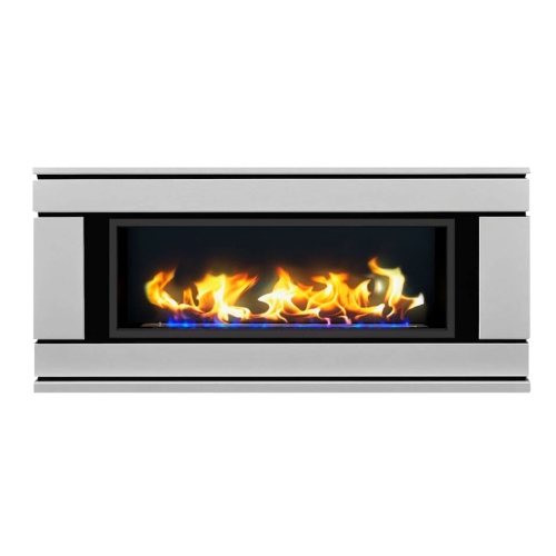 Биокамин в линейном портале "Русский огонь" Вега с защитным и декоративным стеклом