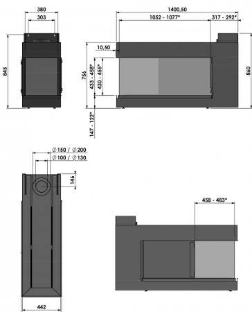 Газовый камин BellFires Room Divider Large Left/Right 3 Газовый камин BellFires Room Divider Large Left/Right 3
