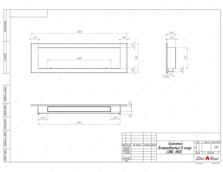 Биокамин SteelHeat LONG-V 1800 стекло + стемалит по цене 82 900 руб.
