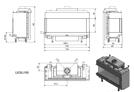 Газовая топка Kratki LEO/L/100/LPG (балонный газ)